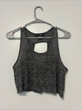 Kandy Kiss Charcoal Heather Keyhole Crop Tank